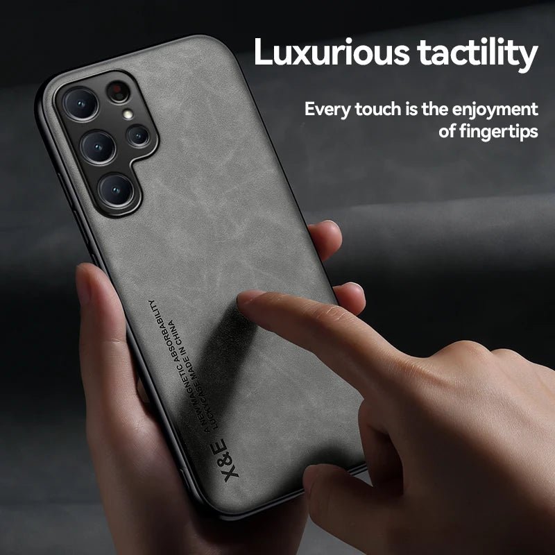 Phone Case for Samsung Galaxy S25 S24Ultra S23 S22 Plus S23FE S21FE Protective Cover Magnetic Car Holder Phone Coque Fundas