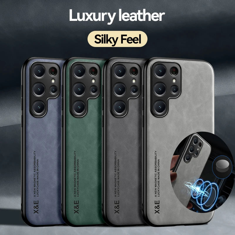 Phone Case for Samsung Galaxy S25 S24Ultra S23 S22 Plus S23FE S21FE Protective Cover Magnetic Car Holder Phone Coque Fundas