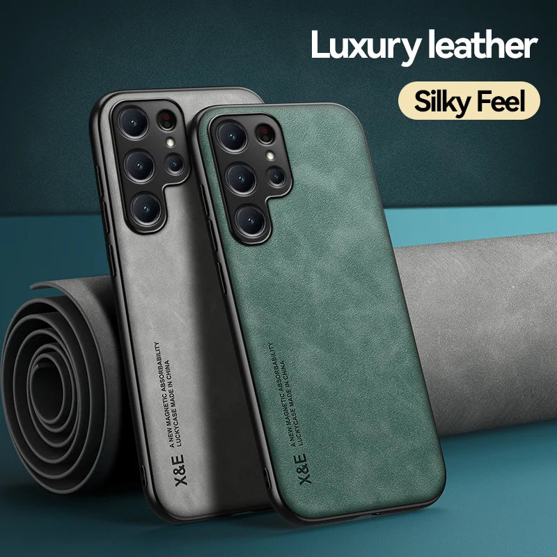 Phone Case for Samsung Galaxy S25 S24Ultra S23 S22 Plus S23FE S21FE Protective Cover Magnetic Car Holder Phone Coque Fundas
